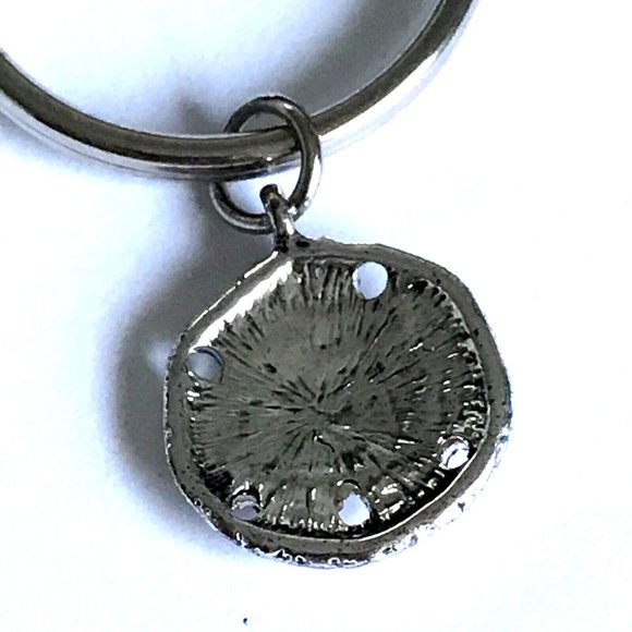 Sand Dollar Keychain Keyring Zipper Pull Purse Charm Silver Tone Sea Life Shell - Picture 6 of 8